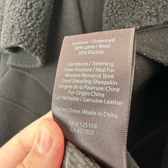 Mackage for Aritzia Black Wool Teddy Crossover Button Sheepskin Viscose Jacket - Picture 8 of 10